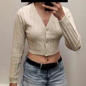 Abound Long Sleeve Ribbed Cropped Cardigan - S